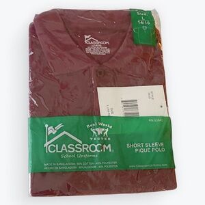 Classroom School Uniform Polo – Burgundy – Youth L (14/16) – NEW
